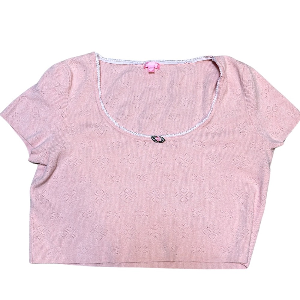 Dolls Kill Sugar Thrillz Pink Cottage Core 2X Crop Top